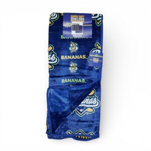 Savannah BANANAS Reversible blanket Plush Throw HUGE 60in X 70in NWT Baseball
